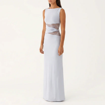 Women's Floral Lace Cut-Out Maxi Dress