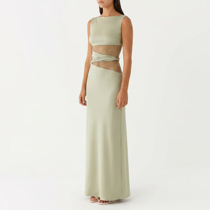 Women's Floral Lace Cut-Out Maxi Dress
