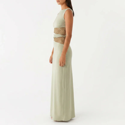 Women's Floral Lace Cut-Out Maxi Dress