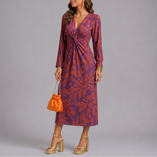Bohemian Floral Twist Midi Dress