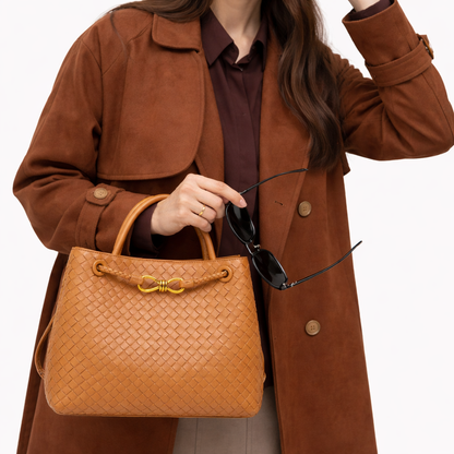 Woven Luxury Tote Bag – Soft Vegan Leather Everyday Shoulder Bag