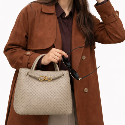 Woven Luxury Tote Bag – Soft Vegan Leather Everyday Shoulder Bag