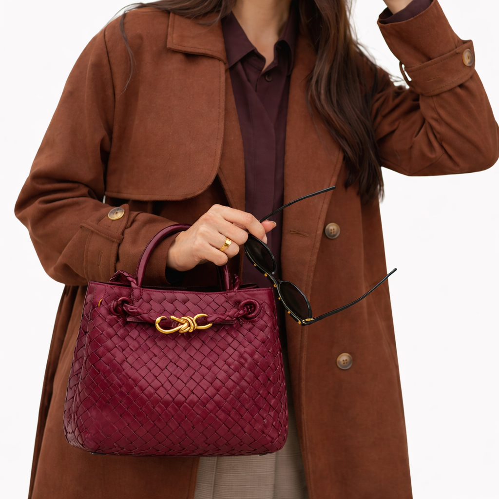 Woven Luxury Tote Bag – Soft Vegan Leather Everyday Shoulder Bag