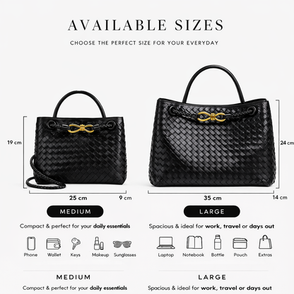 Woven Luxury Tote Bag – Soft Vegan Leather Everyday Shoulder Bag