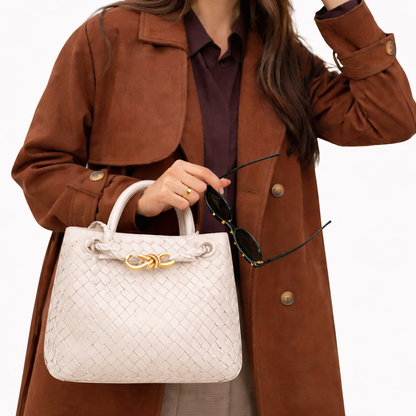 Woven Luxury Tote Bag – Soft Vegan Leather Everyday Shoulder Bag