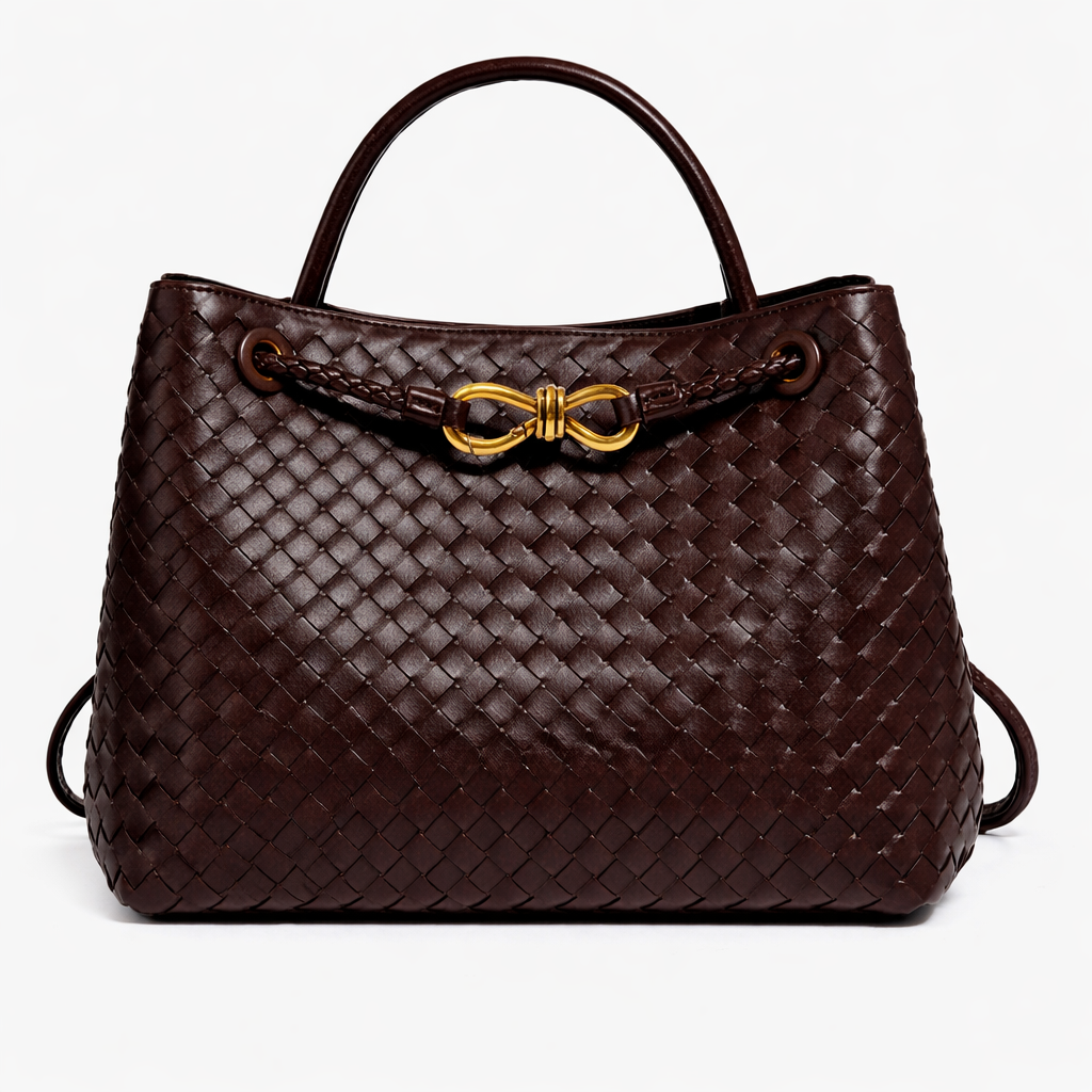 Woven Luxury Tote Bag – Soft Vegan Leather Everyday Shoulder Bag