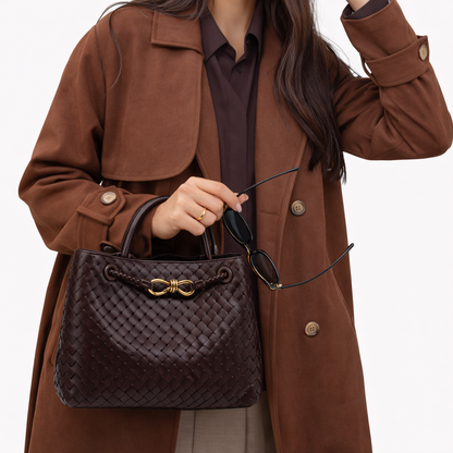Woven Luxury Tote Bag – Soft Vegan Leather Everyday Shoulder Bag