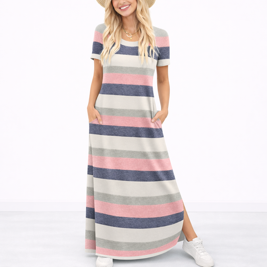 Maxi Dress Women Casual Round Neck Lightweight Summer