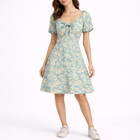 Women’s Short Sleeve Floral Midi Dress