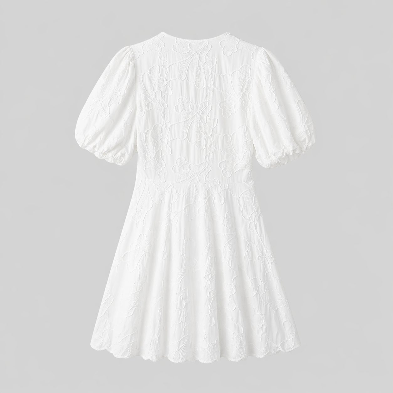 Women’s White Floral Midi Dress with V-Neck
