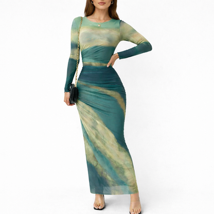Elegant Ombre Maxi Dress – Warm Sunset Design