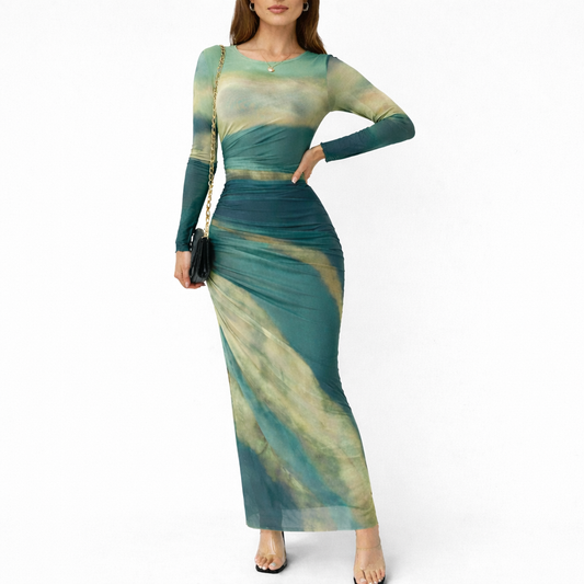 Elegant Ombre Maxi Dress – Warm Sunset Design
