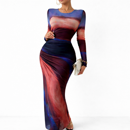 Elegant Ombre Maxi Dress – Warm Sunset Design
