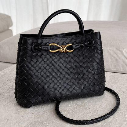Woven Luxury Tote Bag – Soft Vegan Leather Everyday Shoulder Bag